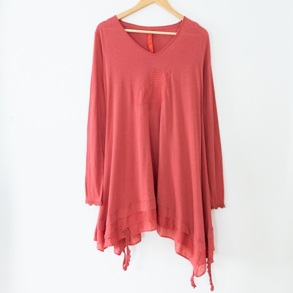 Ewa i Walla Lagenlook Pink Long Sleeve Tunic/Mini Dress